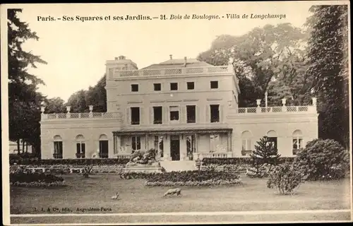 Ak Paris XVI, Bois de Boulogne, Villa de Longchamps, Gesamtansicht