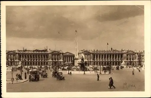 Ak Paris VIII., Place de la Concorde, Fontaines, l'Obélisque de Louqusor, Rue Royale, Madeleine