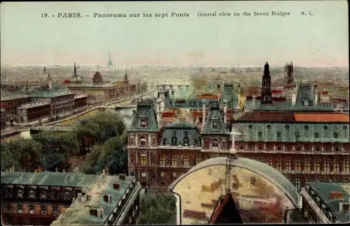 Ak Paris XIII, Panorama sur les Sept-Ponts, Seine, Stadtsilhouette