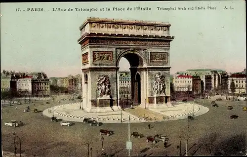 Ak Paris VIII, Arc de Triomphe et Place de l'Étoile