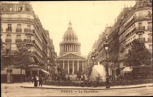Ak Paris V, Le Panthéon, Place Edmont Rostand