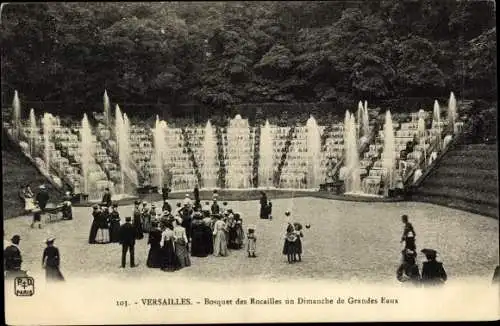 Ak Versailles Yvelines, Bosquet des Rocailles un Dimanche de Grandes Eaux