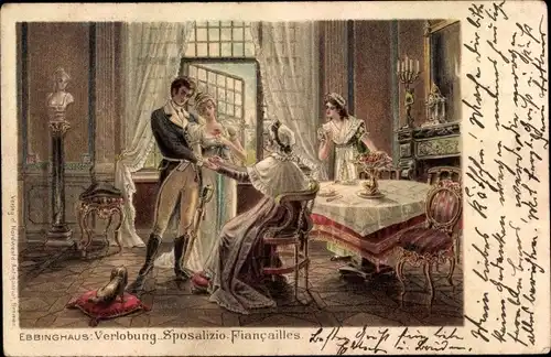 Künstler Litho Ebbinghaus, Carl, Verlobung, Sposalizio, Fiancailles