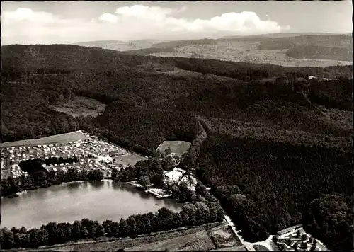 Ak Holzappel Rheinland Pfalz, Fliegeraufnahme der Minigolfanlage am Herthasee