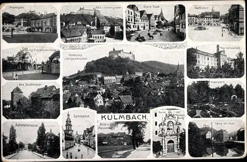 Ak Kulmbach in Oberfranken, Bergschlösschen, Burgportal, Spitalgasse, Schule, Stadtmauer