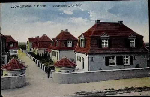 Ak Gartenstadt Hochfeld Ludwigshafen am Rhein, Straßenpartie, Siedlung