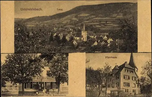Ak Untersteinbach Pfedelbach in Württemberg, Pfarrhaus, Warengeschäft, Totalansicht