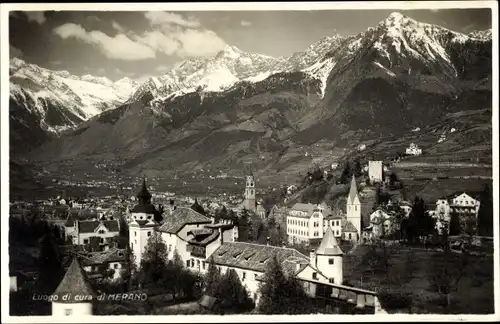 Ak Meran Merano Südtirol, Blick auf den Ort, Berge, Luogo di cura