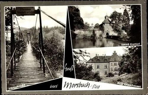 Ak Morsbach im Oberbergischen Kreis, Schloss Krottorf, Burg Volperhausen, Hängebrücke