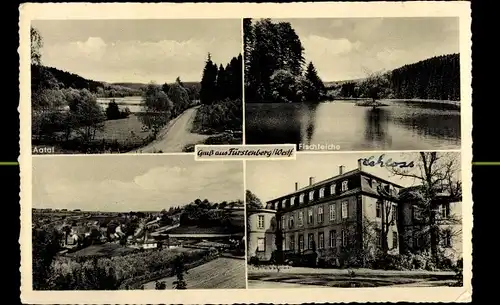 Ak Fürstenberg Bad Wünnenberg in Westfalen, Aatal, Fischteiche,Schloss