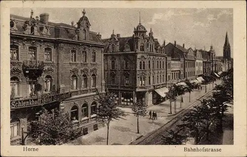 Ak Herne im Ruhrgebiet, Bahnhofstraße, Hotel Schlenkhoff