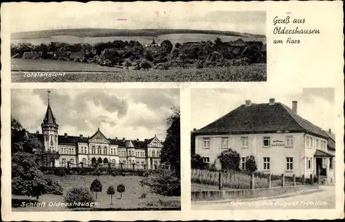 Ak Oldershausen Kalefeld am Harz, Totalansicht, Schloss, Gasthof v. August Fröhlich