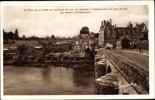 Ak Durtal Maine et Loire, le Pont, Brücke, Flusspartie