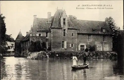 Ak Louresse Rochemenier Maine et Loire, Chateau de Pont de Varennes, Boot