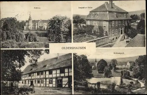 Ak Oldershausen Kalefeld am Harz, Schloss, Inspektorhaus, Gasthaus zur Altenburg, Schlossplatz