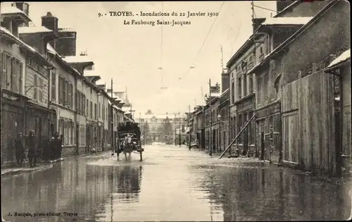 Ak Troyes Aube, Inondations du 22 Janvier 1910, Le Faubourg Saint Jacques
