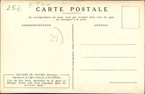 Künstler Ak Quimper Finistère, Calvaire de Pleyben, Chemin de Fer de Paris a Orleans