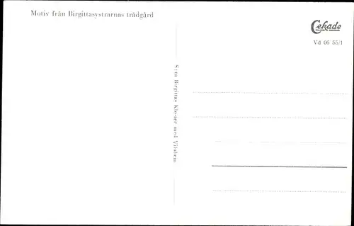 Ak Djursholm Danderyd Schweden, Motiv fran Birgittasystrarnas trädgard