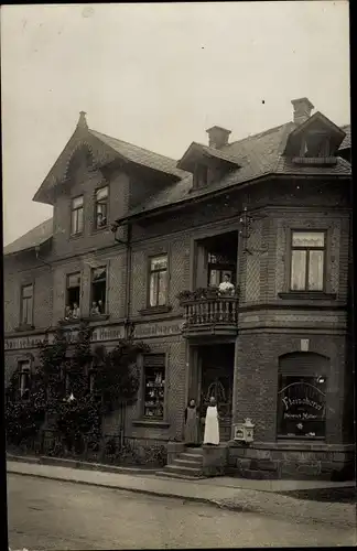 Foto Ak Sonneberg in Thüringen, Speisehaus zum deutschen Heiner, Kolonialwarenhandlung, Fleischerei