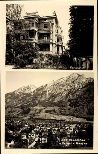 Foto Ak Bad Reichenhall in Oberbayern, Haus Henckel, Panorama mit Zwiesel und Staufen