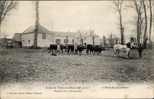 Ak Villevert Distre Maine et Loire, Ferme, Depart des Laboureurs