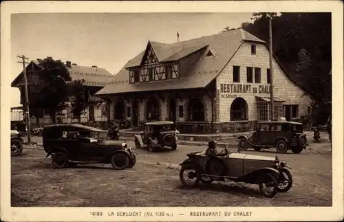 Ak Col de la Schlucht Vosges, Restaurant du Chalet, Autos