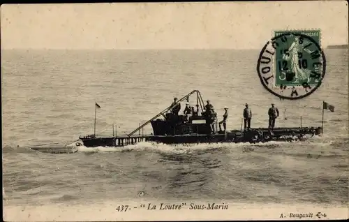 Ak Französisches U Boot, La Loutre, Sous Marin, Seeleute