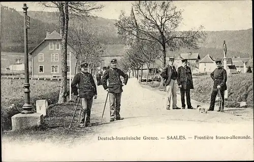 Ak Saales Saal Elsass Bas Rhin, Deutsch Französische Grenze, Frontière franco allemande