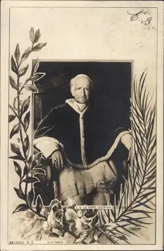 Passepartout Ak Papst Leo XIII., Vincenzo Gioacchino Pecci, Portrait