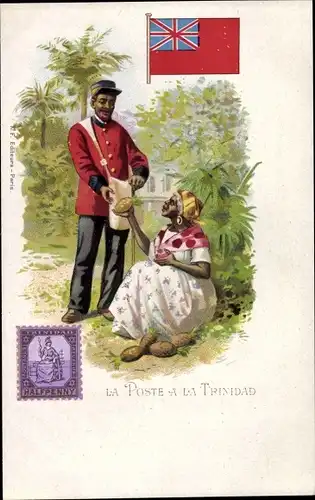 Briefmarken Litho Trinidad & Tobago, La Poste à la Trinidad, Postbote