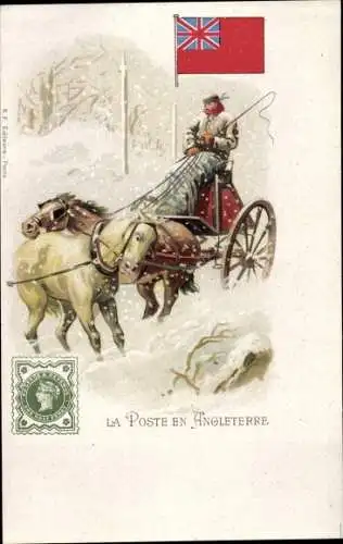 Briefmarken Litho England, La Poste en Angleterre, Postbote, Kutsche