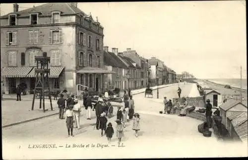 Ak Langrune Calvados, la Brèche et la Digue