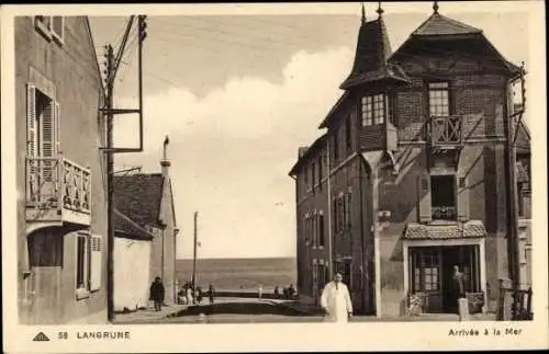 Ak Langrune Calvados, Arrivée à la Mer