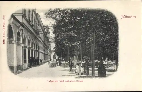 Ak München Bayern, Hofgarten, Arkaden Cafés