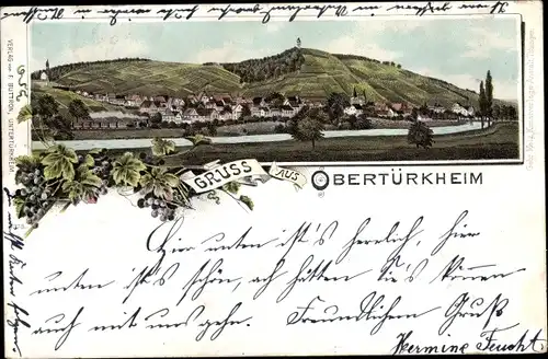 Litho Obertürkheim Stuttgart in Baden Württemberg, Gesamtansicht des Ortes