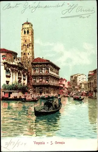 Ak Venezia Venedig Veneto, San Geremia, Gondeln