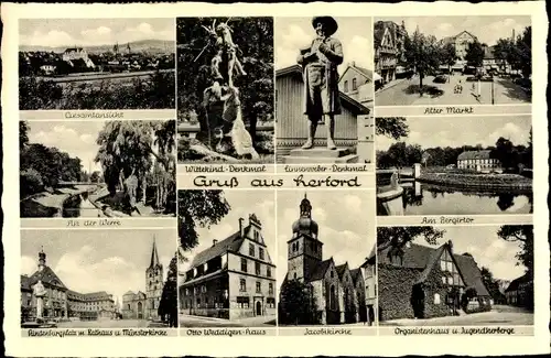 Ak Herford in Westfalen, Organistenhaus, Jugendherberge, Otto Weddigen Haus, Jacobikirche, Rathaus