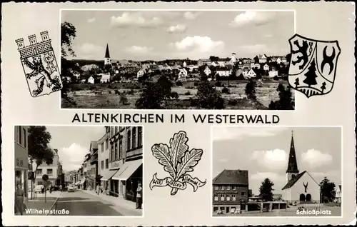 Ak Altenkirchen im Westerwald, Totale, Wilhelmstraße, Schlossplatz