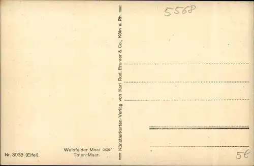 Künstler Ak Burger, Daun in der Vulkaneifel, Weinfelder Maar oder Toten Maar, Nr. 3033