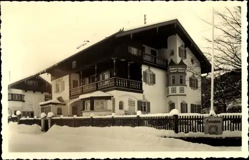 Foto Ak Schliersee in Oberbayern, Gasthof im Winter