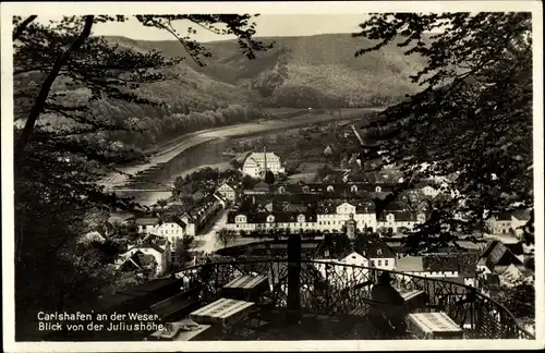 Ak Bad Karlshafen an der Oberweser Hessen, Blick von der Juliushöhe