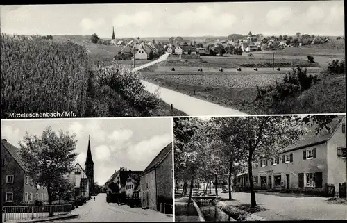 Ak Mitteleschenbach in Mittelfranken Bayern, Gesamtansicht, Straßenpartie, Gasthof