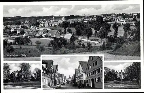 Ak Windsbach Mittelfranken, Gesamtansicht, Pfarrwaisenhaus, Straßenpartie
