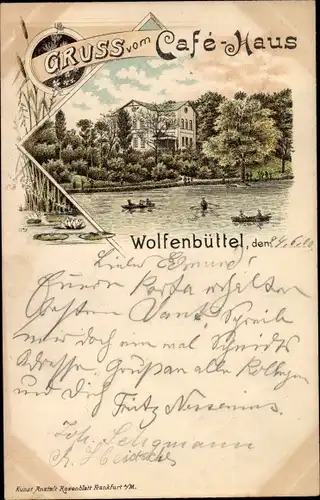 Litho Wolfenbüttel in Niedersachsen, Café Haus, Ruderboote