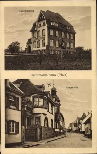 Ak Hettenleidelheim in der Pfalz, Luitpoldschule, Hauptstraße