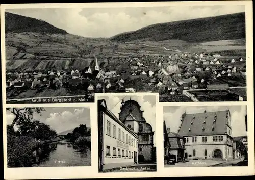 Ak Bürgstadt in Unterfranken, Gasthaus zum Anker, Rathaus, Erftal, Totalansicht
