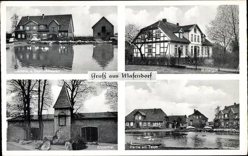 Ak Masendorf Uelzen in Niedersachsen, Bäckerei, Gemischtwaren, Rittergut, Ehrenmal, Teich