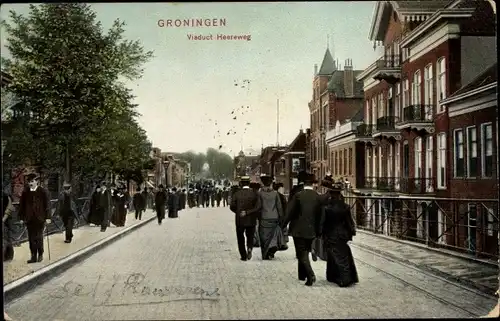 Ak Groningen Niederlande, Viaduct Heereweg