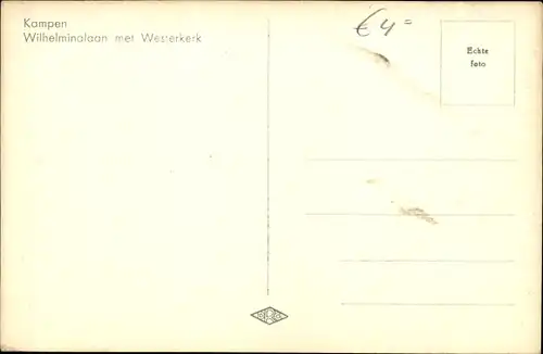 Ak Kampen Overijssel Niederlande, Wilhelminalaan met Westerkerk