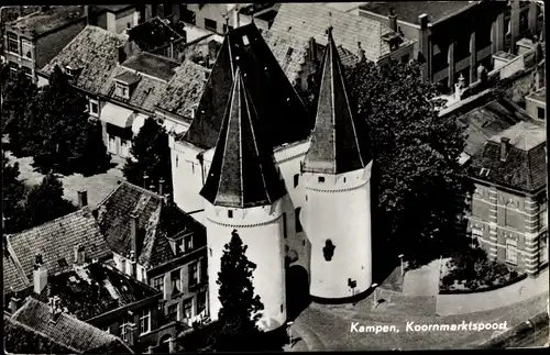 Ak Kampen Overijssel Niederlande, Koornmarktspoort, Vogelschau